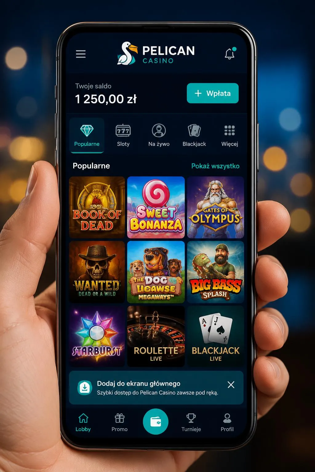 Aplikacja mobilna Pelican Casino PL